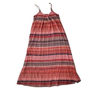 Marina Luna Maxi Dress Women's Sm Ikat Red Striped Spaghetti Straps Beach Casual